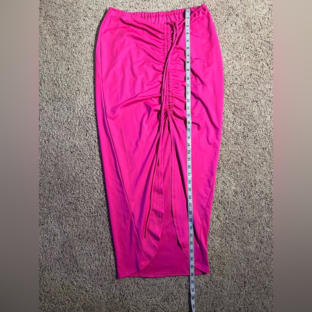 Hot Pink Ruched Women's Skirt - Picture 2 of 4